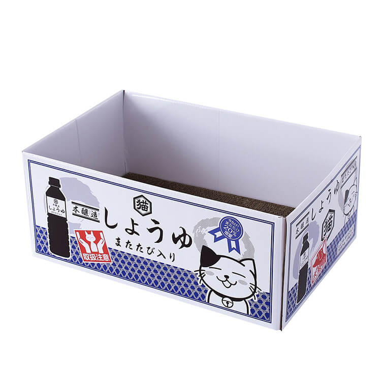 Japanese Kawaii Purple Cat Scratch Box with Cardboard