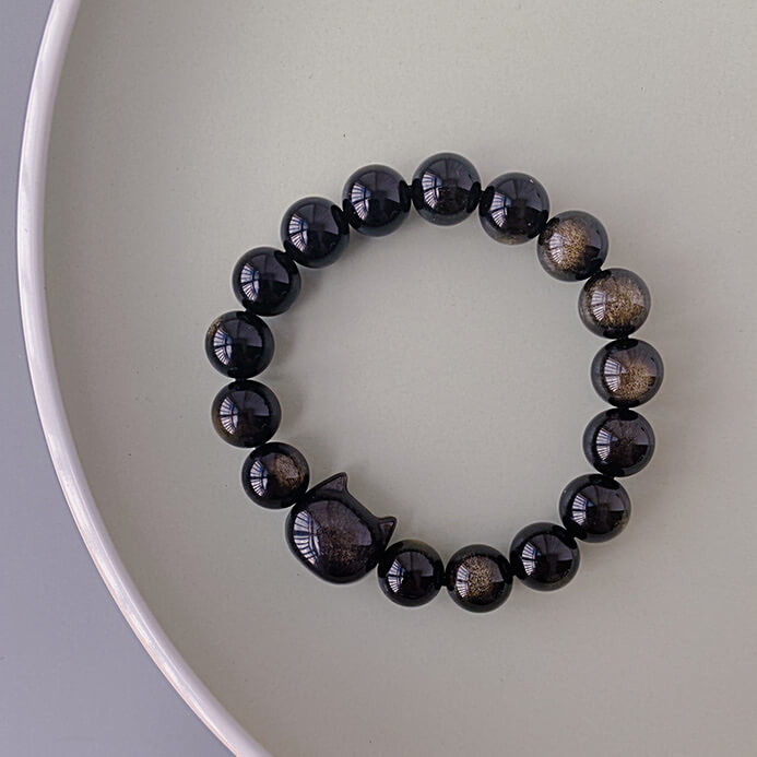 Cat Obsidian Healing Bracelet