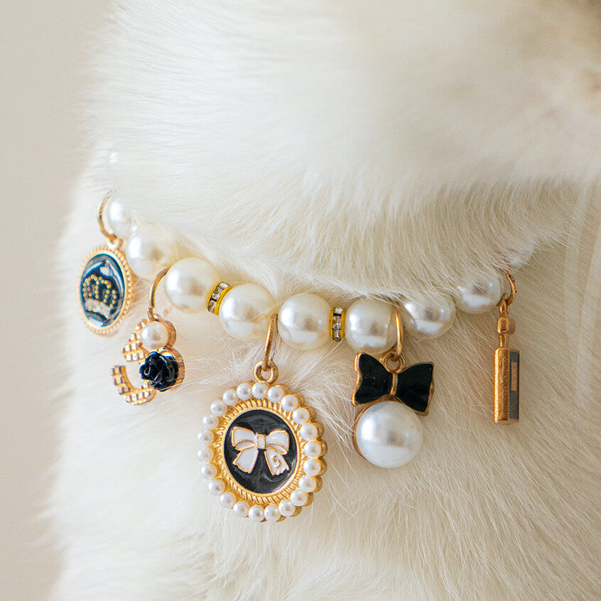 Chic Cat Pearl Collar with Charms – Petites Paws