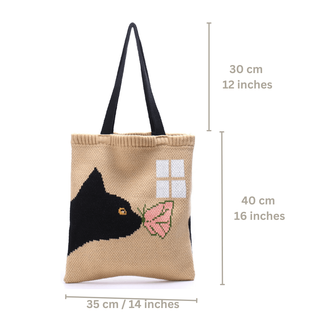 Butterfly Kisses Cat Knit Tote Bag