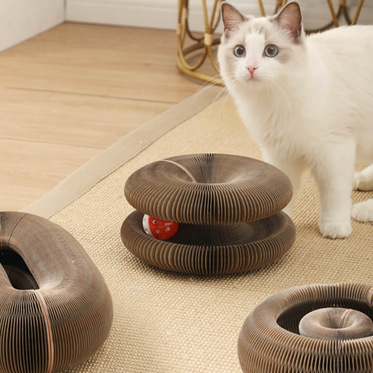 Expandable Accordion Ball Track Cat Scratcher