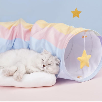 Rainbow Dreamland Cat Tunnel Bed - Petites Paws