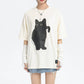 Oversized Black Cat T-Shirt - off-white