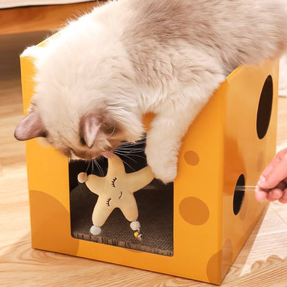 Say Cheese Cat Scratcher Cube - Petites Paws