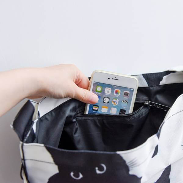 Chic Black Cat Waterproof Polyester Tote Bag