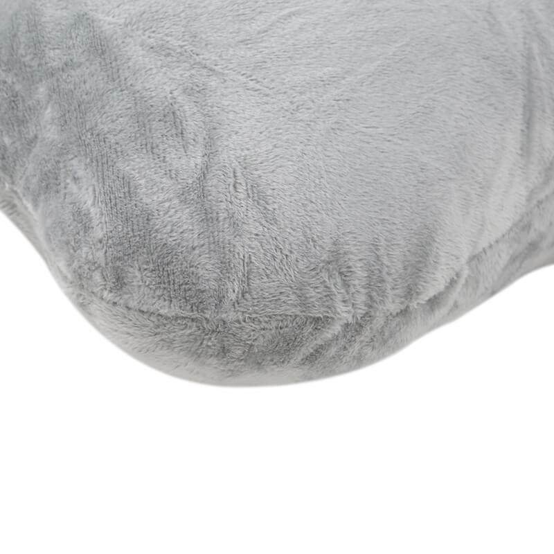 close up of gray decorative cat pillow