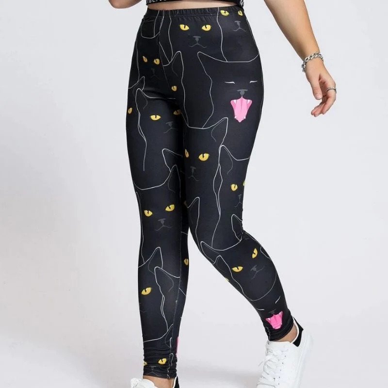 Black Cat Pattern Leggings