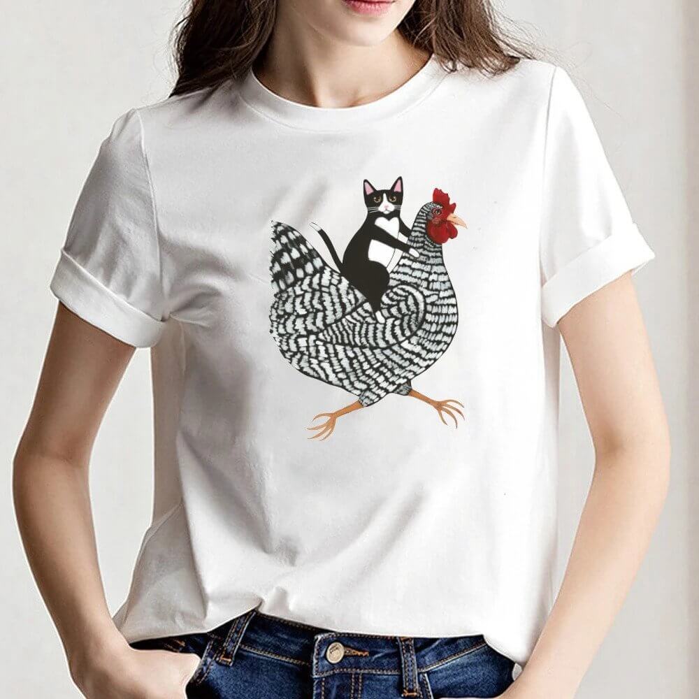 Chicken Ride Adventure Cat T-shirt – Petites Paws