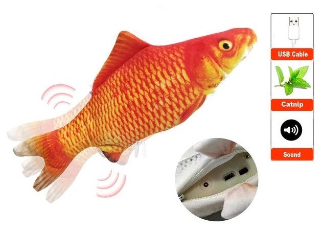 Dancing Fish Catnip Kicker Toy (Goldfish) - Petites Paws