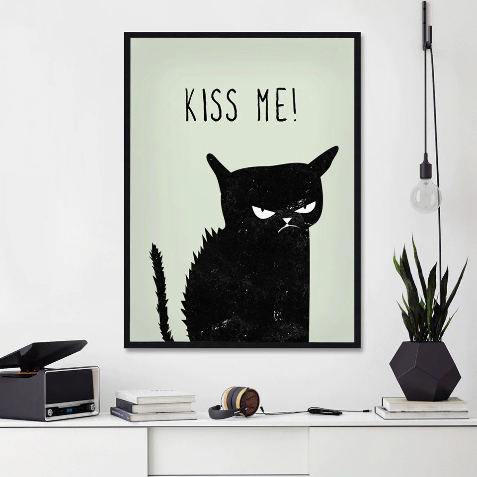 Funny Black Cat Art Print - Petites Paws