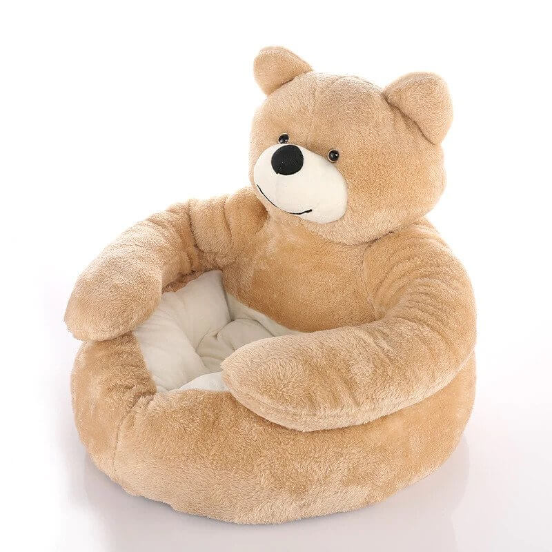 Teddy Bear Cuddler Cat Bed - Petites Paws