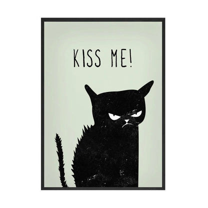 Funny Black Cat Art Print - Petites Paws