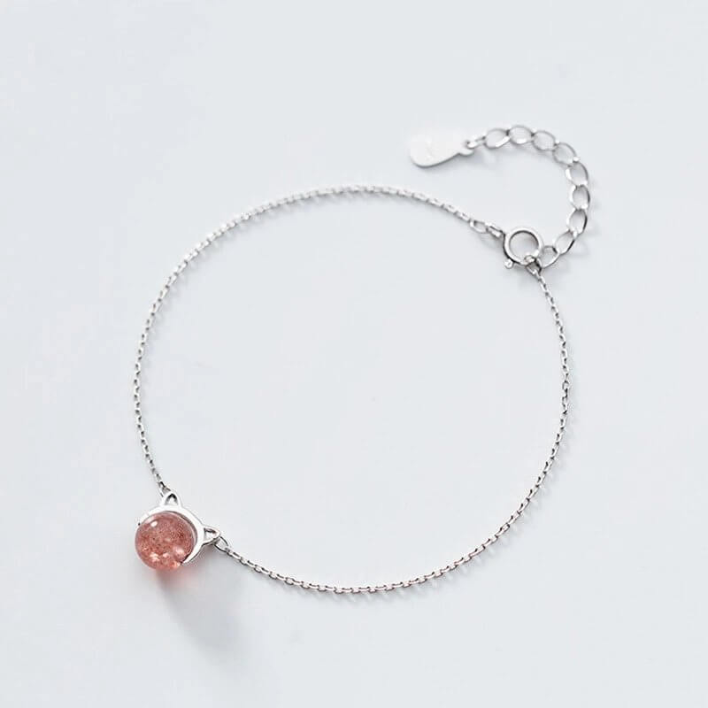 Sweetie Cat Strawberry Quartz Bracelet