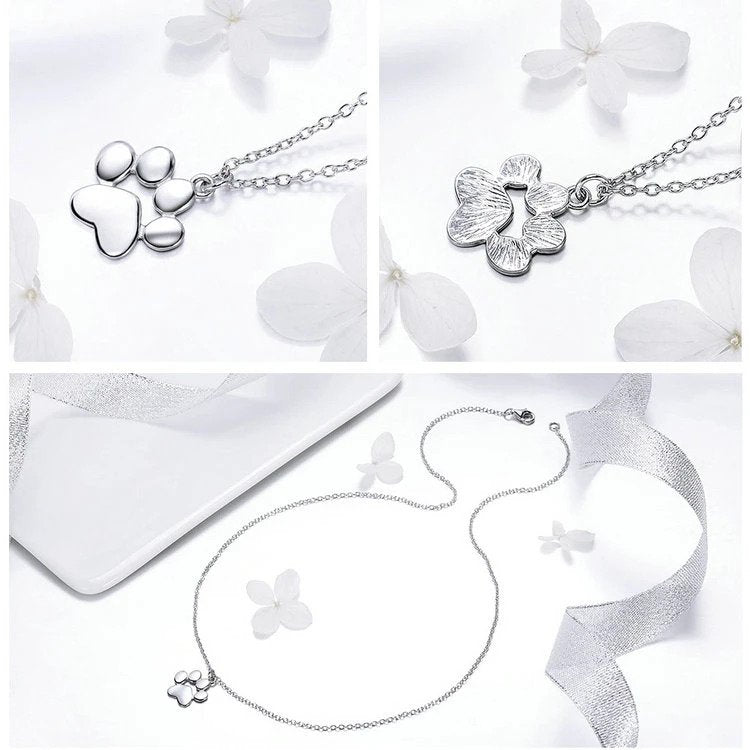 Cute Paw Charm Necklace in 925 Sterling Silver - Petites Paws