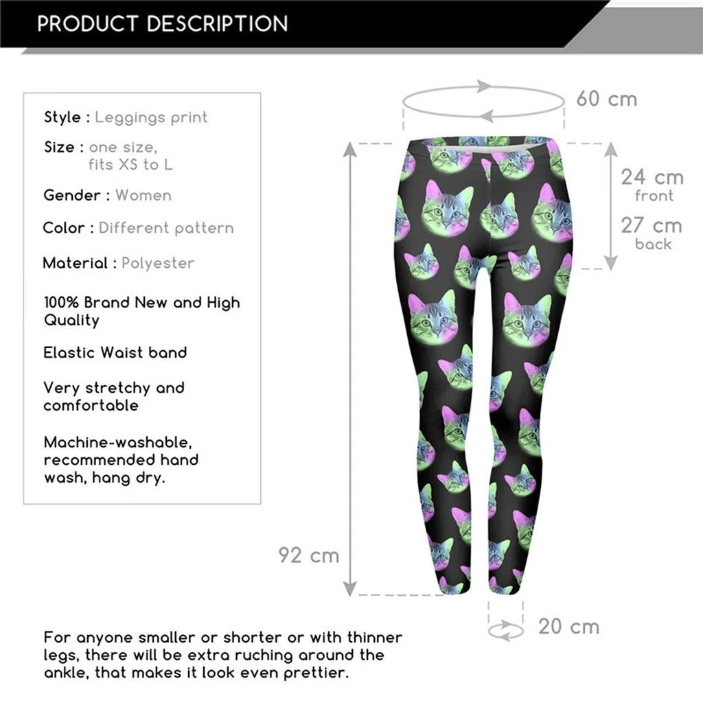 Neon Cat Print Leggings - Petites Paws