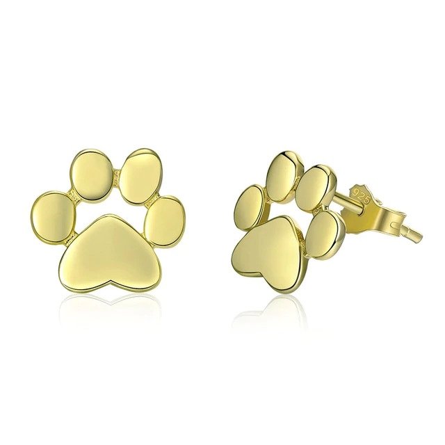 Paw Print Earrings in Solid Gold - Tales In Gold