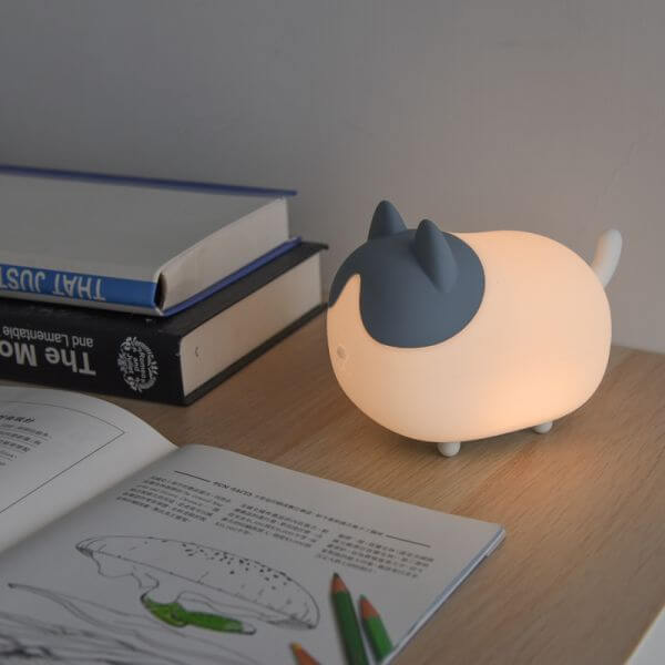 Silicone Cute Cat Night Light - Tuxedo Cat Design