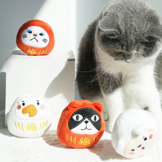 Cat playing Kawaii Daruma Neko Catnip Toy