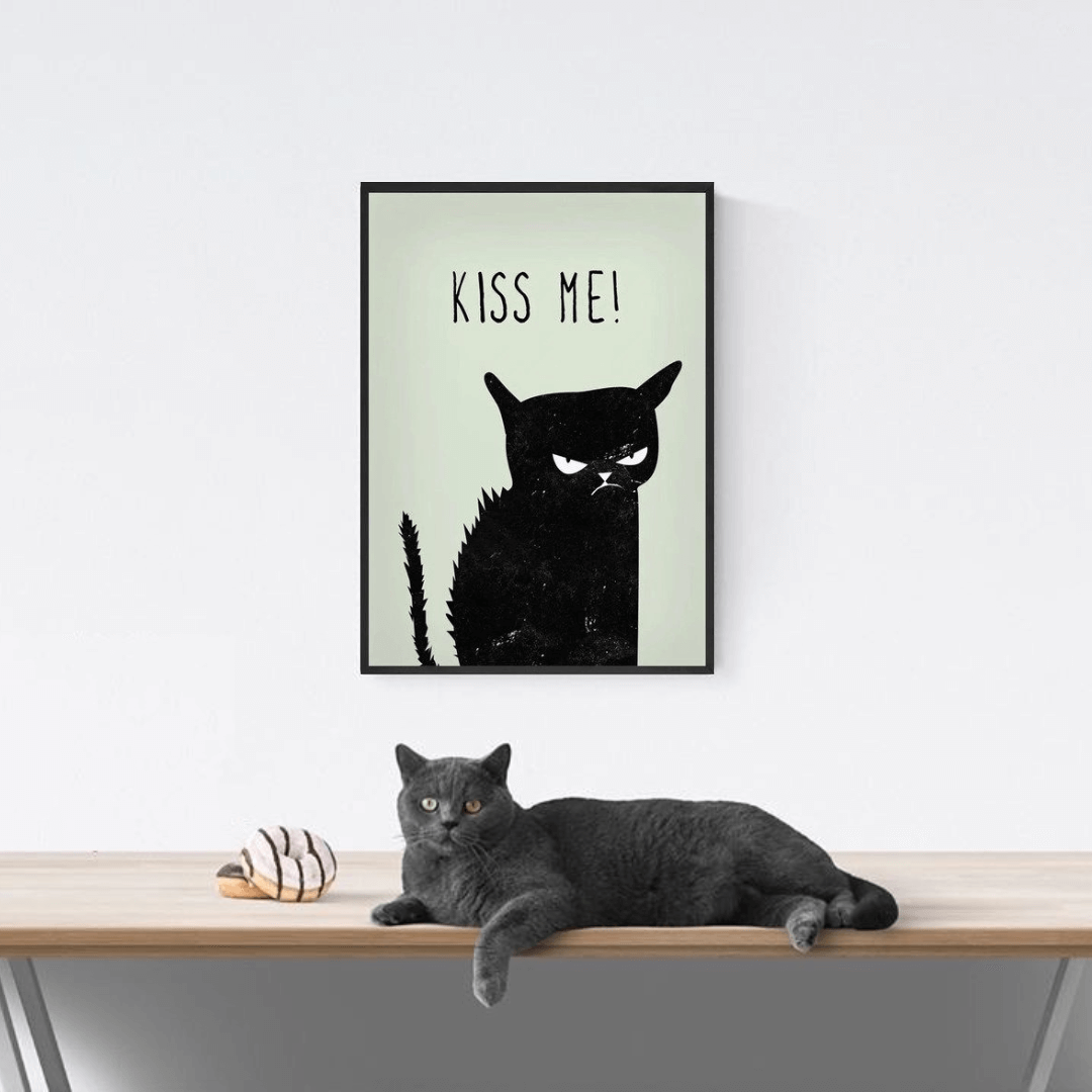 Funny Black Cat Art Print