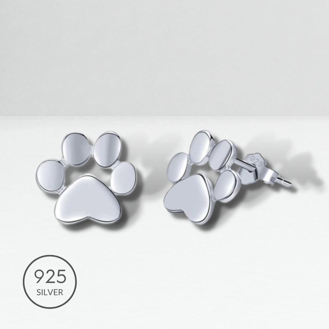 Cute Paw Print Stud Earrings in 925 Sterling Silver