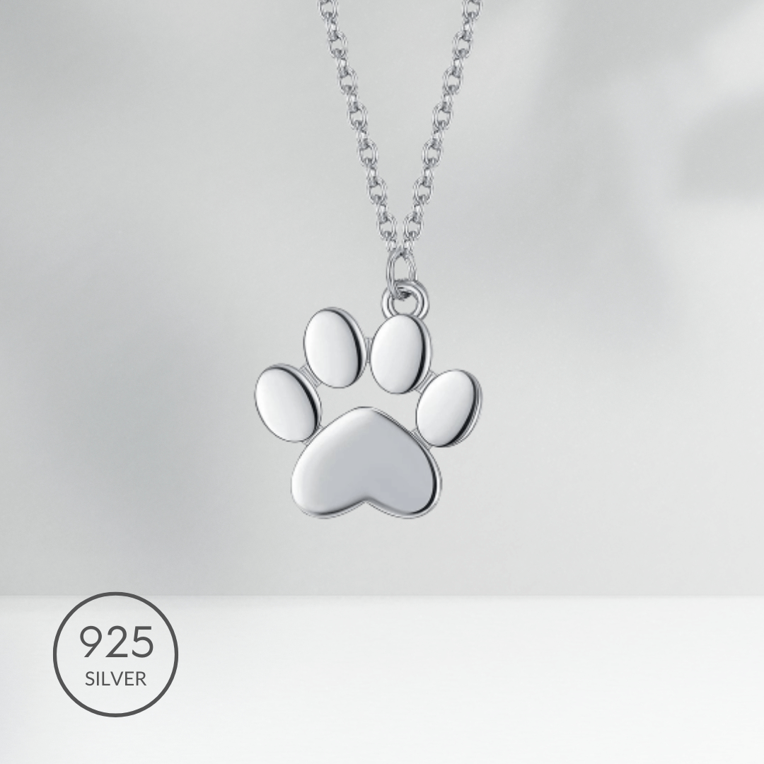 Cute Paw Charm Necklace in 925 Sterling Silver
