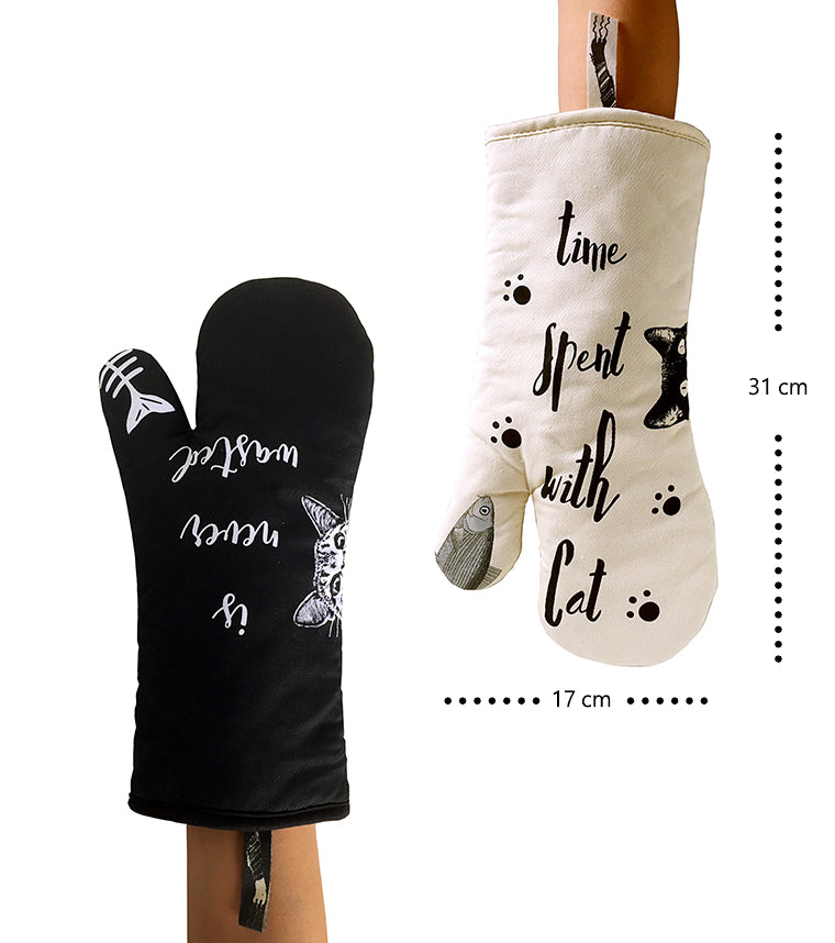 Gentle Meow Heat Resistant Oven Gloves Baking Oven Mitts Cooking