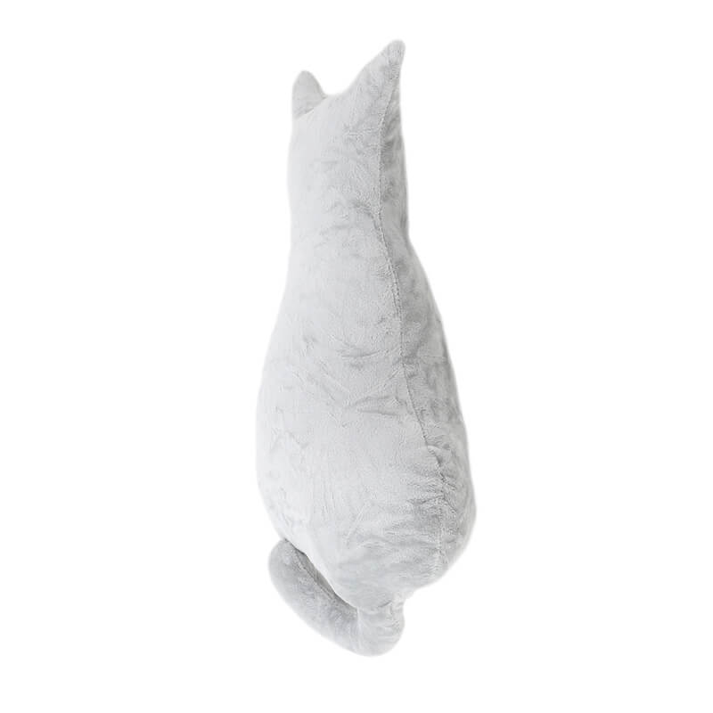 gray decorative cat pillow